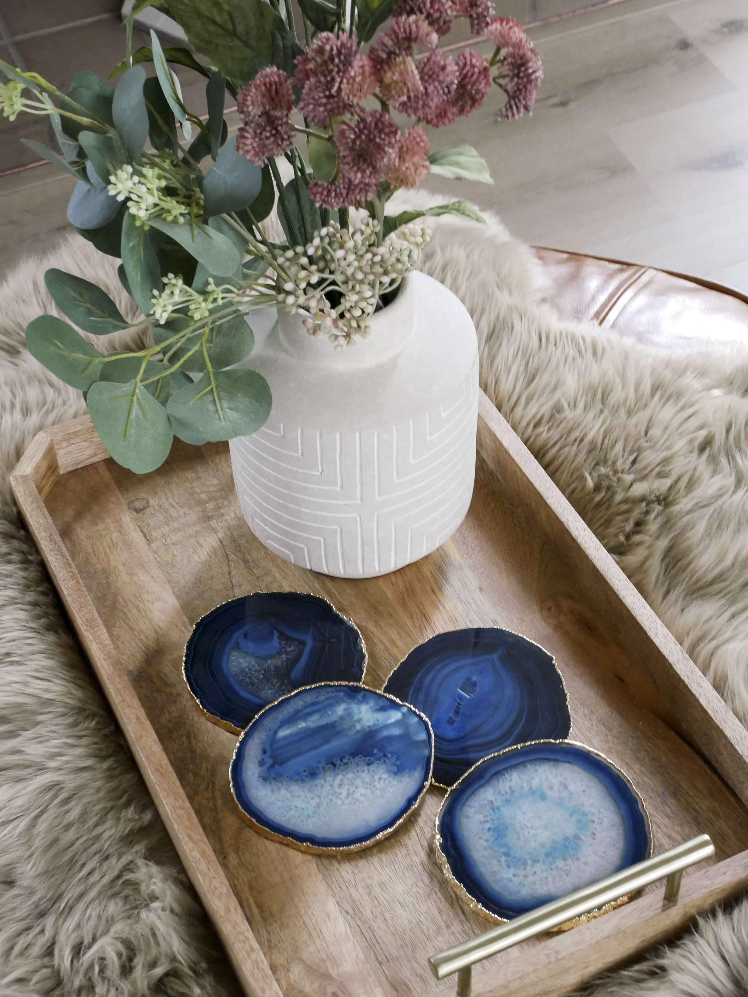 HelloPosh Blue Agate Coasters Gold Plated Wayfair